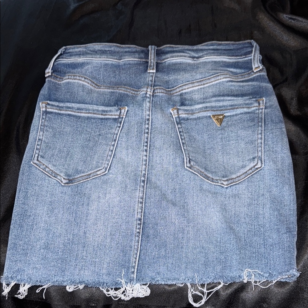 Guess Denim Pencil Skirt with Frayed Hem